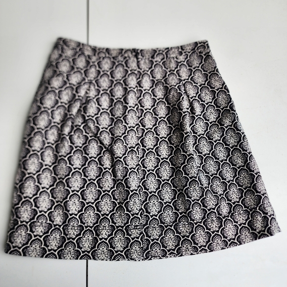 Ann Taylor Loft Womens Linen Blend A Line Skirt Back Zip Black Cream Print Sz 4 - Picture 10 of 11